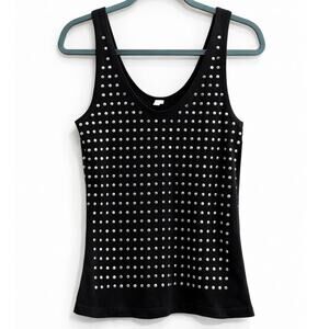 Voice Black Studded Tank Top Womens Medium Silver Studs Y2K Style